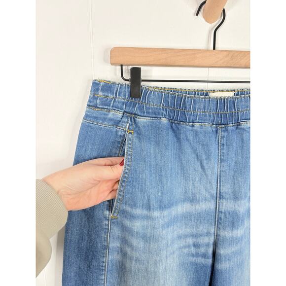 Anthropologie Pilcro Izzie Relaxed Pull On Barrel Jeans Large Cropped Wide Leg - Picture 7 of 12
